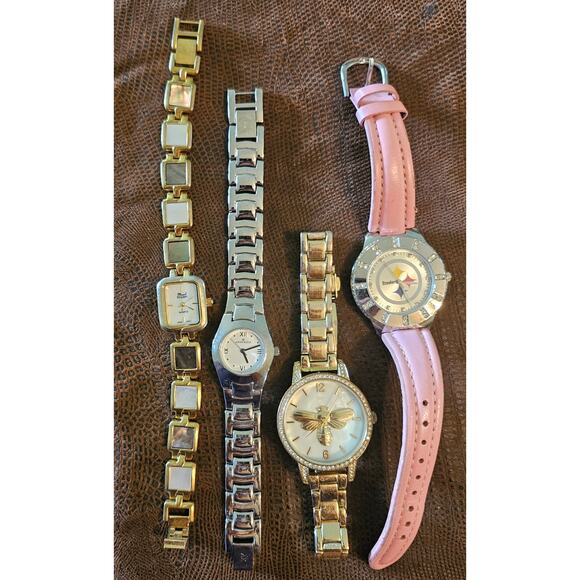 10 WATCHES Bundle Lot Women's As Is DIY Craft Project Pittsburgh Steelers Celtic - Picture 3 of 10